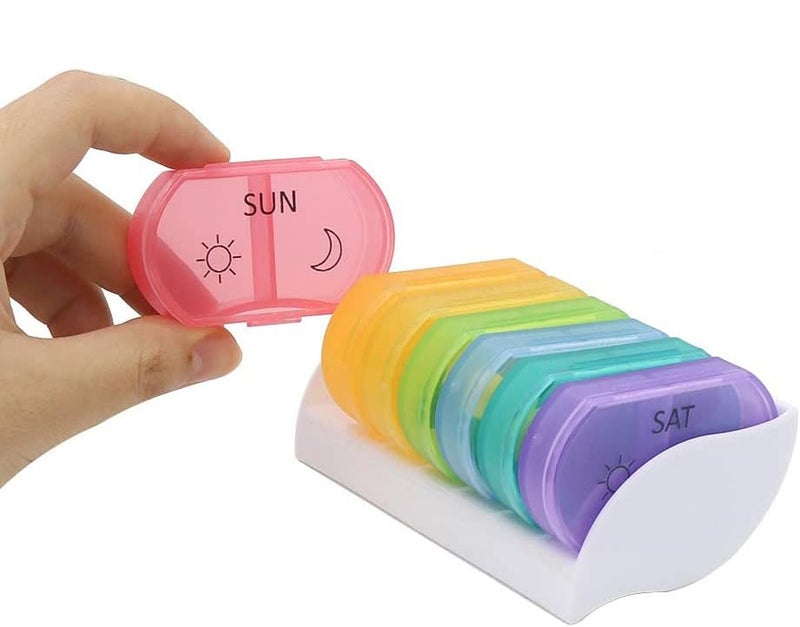 Weekly Pill Organizer 2 Times a Day Pill Box Drug Organizer Container for Vitamins, Fish Oils, Medication and Supplements